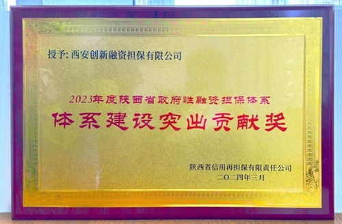 西安高新一企业获陕西省政府性融资担保体系 体系建设突出贡献奖